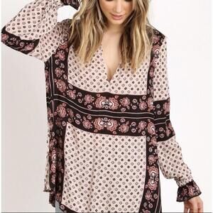 Free People Changing Times long sleeve boho tunic top s